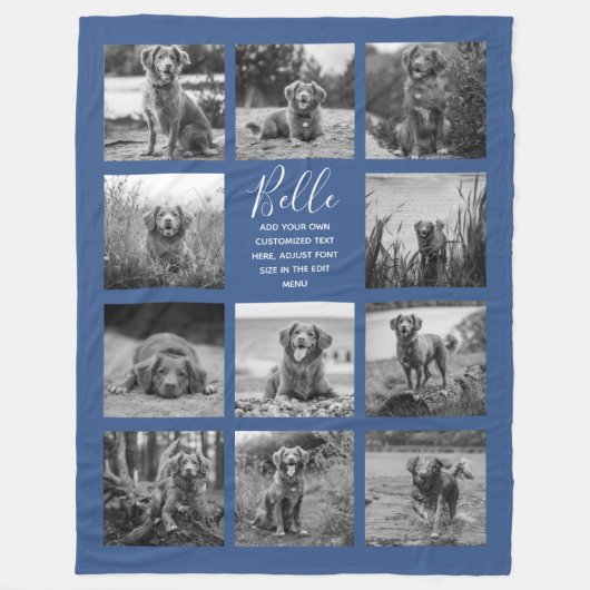 Personalisiert 11 Foto Collage Classic Blue Fleecedecke (Vorderseite)