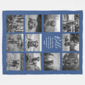 Personalisiert 11 Foto Collage Classic Blue Fleecedecke (Vorderseite (Horizontal))