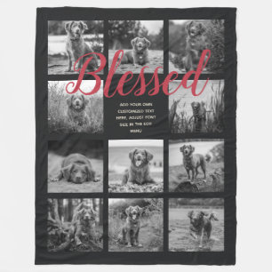 Personalisiert 11 FotoCollage BLESSED Black Fleecedecke