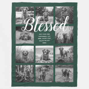 Personalisiert 11 FotoCollage BLESSED Dunkelgrün Fleecedecke