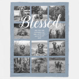 Personalisiert 11 FotoCollage BLESSED Dusty Blue Fleecedecke