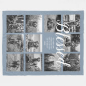 Personalisiert 11 FotoCollage BLESSED Dusty Blue Fleecedecke (Vorderseite (Horizontal))
