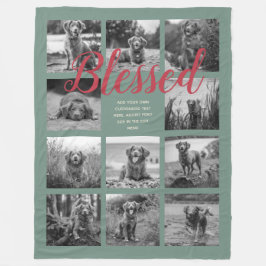 Personalisiert 11 FotoCollage BLESSED Dusty Green Fleecedecke