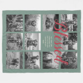 Personalisiert 11 FotoCollage BLESSED Dusty Green Fleecedecke (Vorderseite (Horizontal))