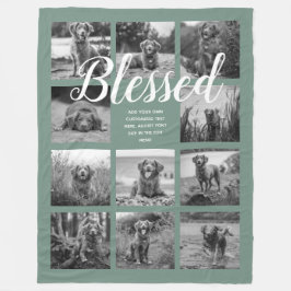 Personalisiert 11 FotoCollage BLESSED Dusty Green Fleecedecke