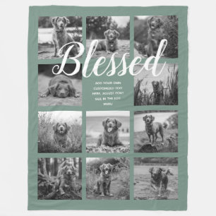 Personalisiert 11 FotoCollage BLESSED Dusty Green Fleecedecke