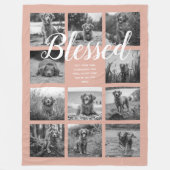 Personalisiert 11 FotoCollage BLESSED Dusty Pink Fleecedecke (Vorderseite)