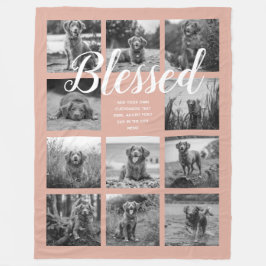 Personalisiert 11 FotoCollage BLESSED Dusty Pink Fleecedecke
