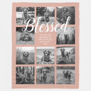 Personalisiert 11 FotoCollage BLESSED Dusty Pink Fleecedecke