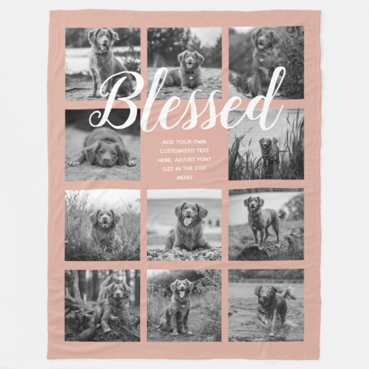 Personalisiert 11 FotoCollage BLESSED Dusty Pink Fleecedecke (Vorderseite)
