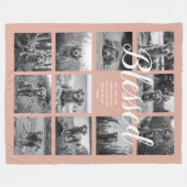 Personalisiert 11 FotoCollage BLESSED Dusty Pink Fleecedecke (Vorderseite (Horizontal))