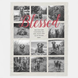 Personalisiert 11 FotoCollage BLESSED Grau Red Fleecedecke