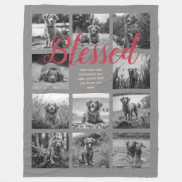 Personalisiert 11 FotoCollage BLESSED Gray Fleecedecke