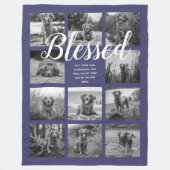 Personalisiert 11 FotoCollage BLESSED Navy Blue Fleecedecke (Vorderseite)
