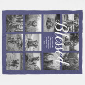 Personalisiert 11 FotoCollage BLESSED Navy Blue Fleecedecke (Vorderseite (Horizontal))