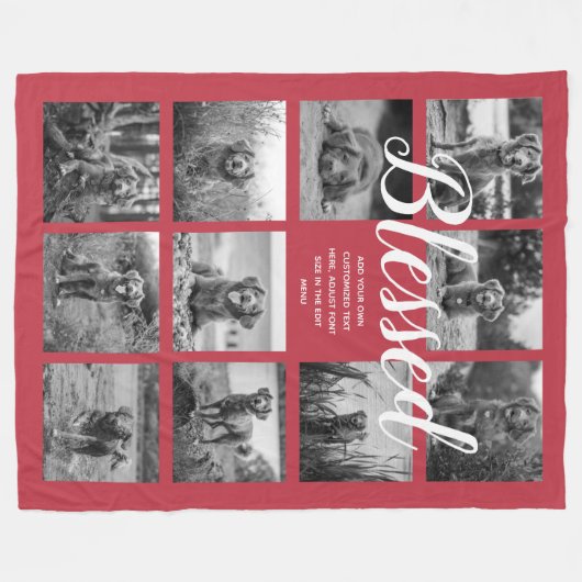 Personalisiert 11 FotoCollage BLESSED Red Fleecedecke (Vorderseite (Horizontal))