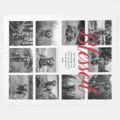 Personalisiert 11 FotoCollage BLESSED White Red Fleecedecke (Vorderseite (Horizontal))