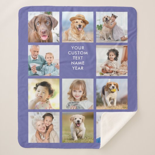 Personalisiert 11 FotoCollage Trendy Periwinkle Sherpadecke (Vorderseite)