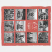 Personalisiert 11 FotoCollage Warm rot Fleecedecke (Vorderseite (Horizontal))