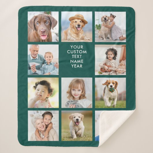 Personalisiert 11 Fotomaterial Trendy Emerald Gree Sherpadecke (Vorderseite)