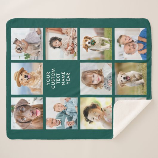 Personalisiert 11 Fotomaterial Trendy Emerald Gree Sherpadecke (Vorderseite (Horizontal))