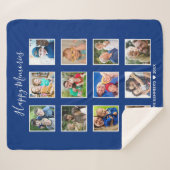 Personalisiert 12 Fotocollage Familienname Blau Sherpadecke (Vorderseite (Horizontal))