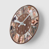 Personalisiert 12 Fotomaterial Naturholz Runde Wanduhr (Winkel)
