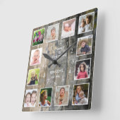 Personalisiert 12 Fotomaterial Rustikales, festes  Quadratische Wanduhr (Winkel)