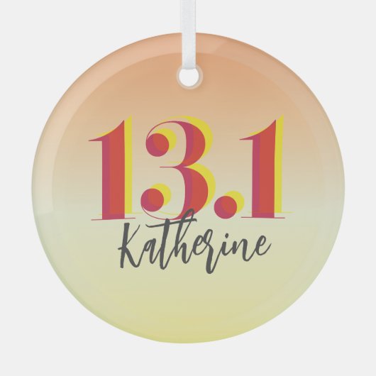 Personalisiert 13,1 Halbmarathon läuft Ornament Aus Glas (Vorderseite)