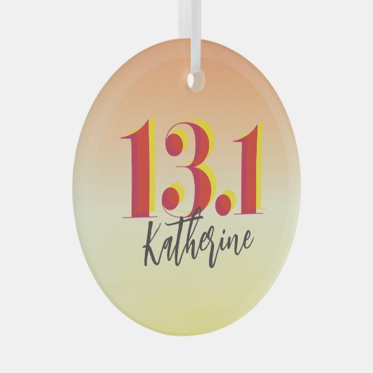 Personalisiert 13,1 Halbmarathon läuft Ornament Aus Glas (Vorderseite Rechts)