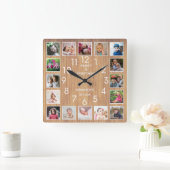 Personalisiert 16 Foto Collage Zitat Rustikales Ho Quadratische Wanduhr (Zuhause)