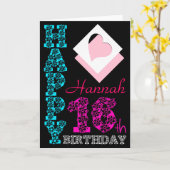 Personalisiert 16. Geburtstag Girly Black Greeting Karte (Gelbe Blume)