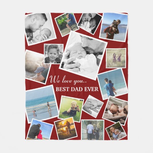 Personalisiert 17 Vater FotoCollage | Vatertag Fleecedecke (Vorderseite)