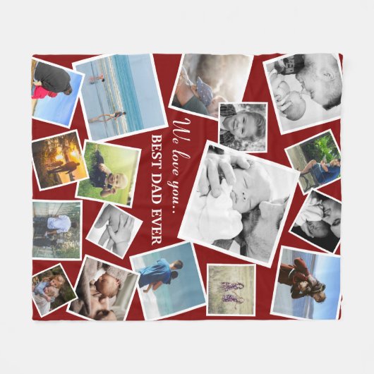Personalisiert 17 Vater FotoCollage | Vatertag Fleecedecke (Vorderseite (Horizontal))