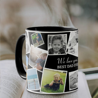 Personalisiert 17 Vater FotoCollage | Vatertag Zweifarbige Tasse