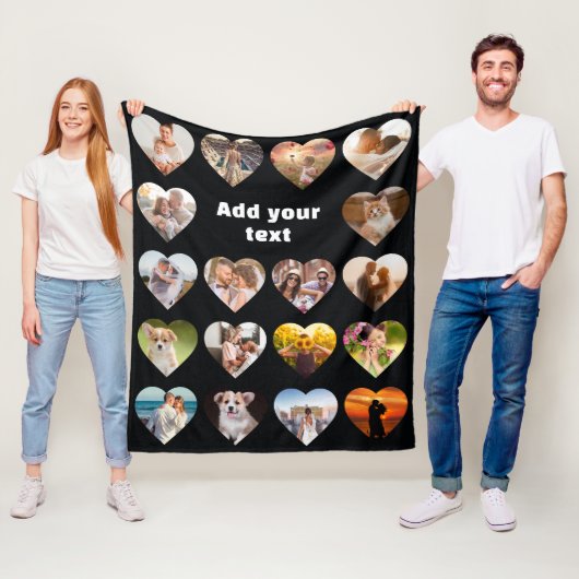 Personalisiert 18 Herz Foto Collage Fleece Blanket (Beispiel)