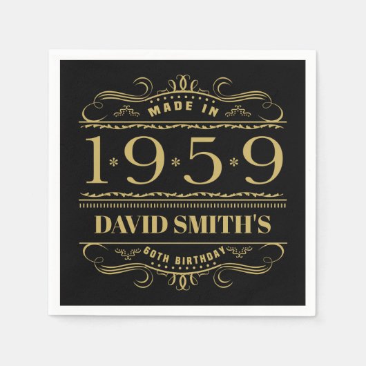 Personalisiert 1959, 60. Geburtstag Serviette (Vorderseite)