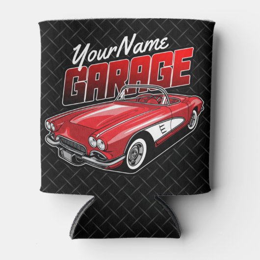 Personalisiert 1961 Red Classic Sports Car Garage Dosenkühler (Vorderseite)