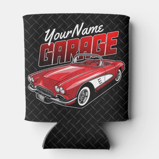 Personalisiert 1961 Red Classic Sports Car Garage Dosenkühler (Rückseite)