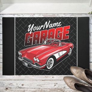 Personalisiert 1961 Red Classic Sports Car Garage Fußmatte
