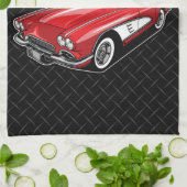 Personalisiert 1961 Red Classic Sports Car Garage Geschirrtuch (Gefaltet)