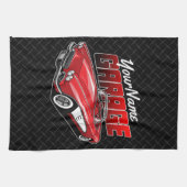 Personalisiert 1961 Red Classic Sports Car Garage Geschirrtuch (Horizontal)