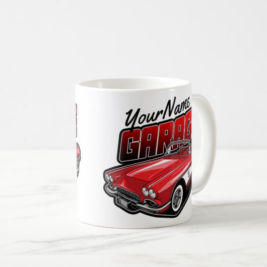 Personalisiert 1961 Red Classic Sports Car Garage Kaffeetasse (VorderseiteRechts)