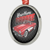Personalisiert 1961 Red Classic Sports Car Garage Ornament Aus Metall (Links)