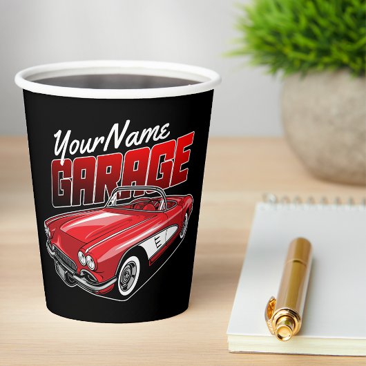 Personalisiert 1961 Red Classic Sports Car Garage Pappbecher