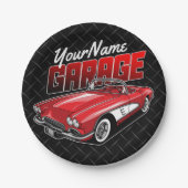 Personalisiert 1961 Red Classic Sports Car Garage Pappteller (Vorderseite)