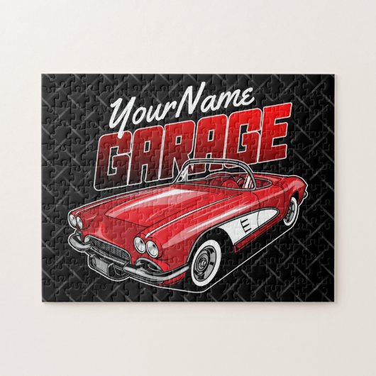 Personalisiert 1961 Red Classic Sports Car Garage Puzzle (Horizontal)