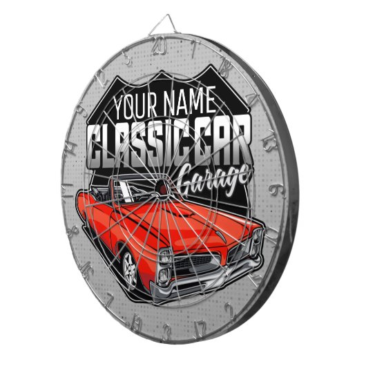 Personalisiert 1966 Konvertible Classic Car Garage Dartscheibe (Vorderseite rechts)
