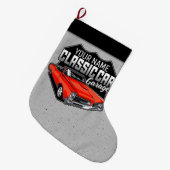 Personalisiert 1966 Konvertible Classic Car Garage Großer Weihnachtsstrumpf (Vorderansicht (hängend))