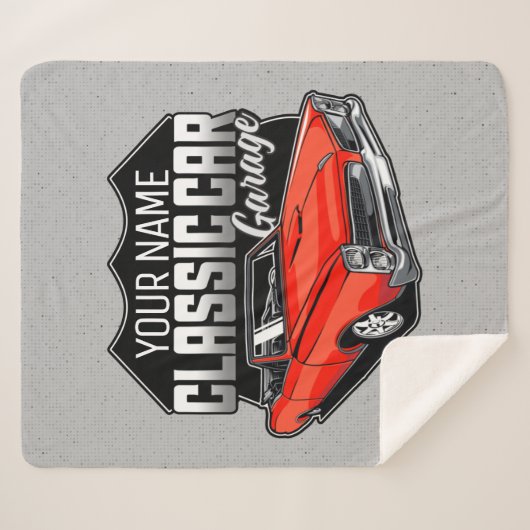 Personalisiert 1966 Konvertible Classic Car Garage Sherpadecke (Vorderseite (Horizontal))